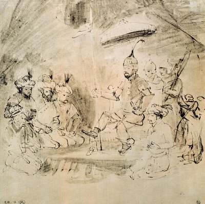 The Emperor Timur (1336-1405) on His Throne, After an Indian Miniature by Rembrandt van Rijn